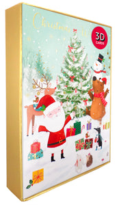 Santa & Animals 3D Christmas Card Pack | 5pk | 17.5x12.5cm