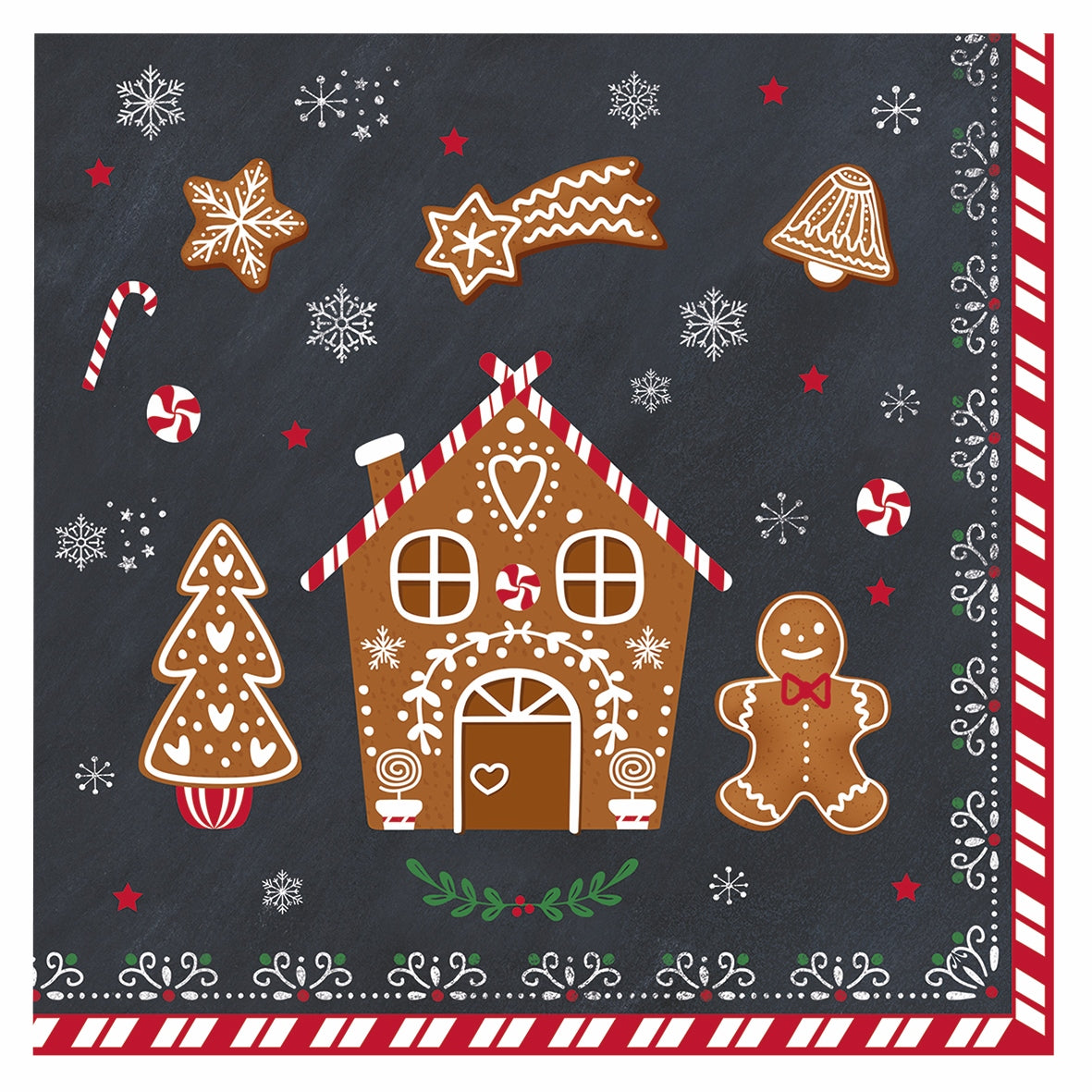 Gingerbread Christmas Napkins | 3 Ply | 20pk | 33x33cm