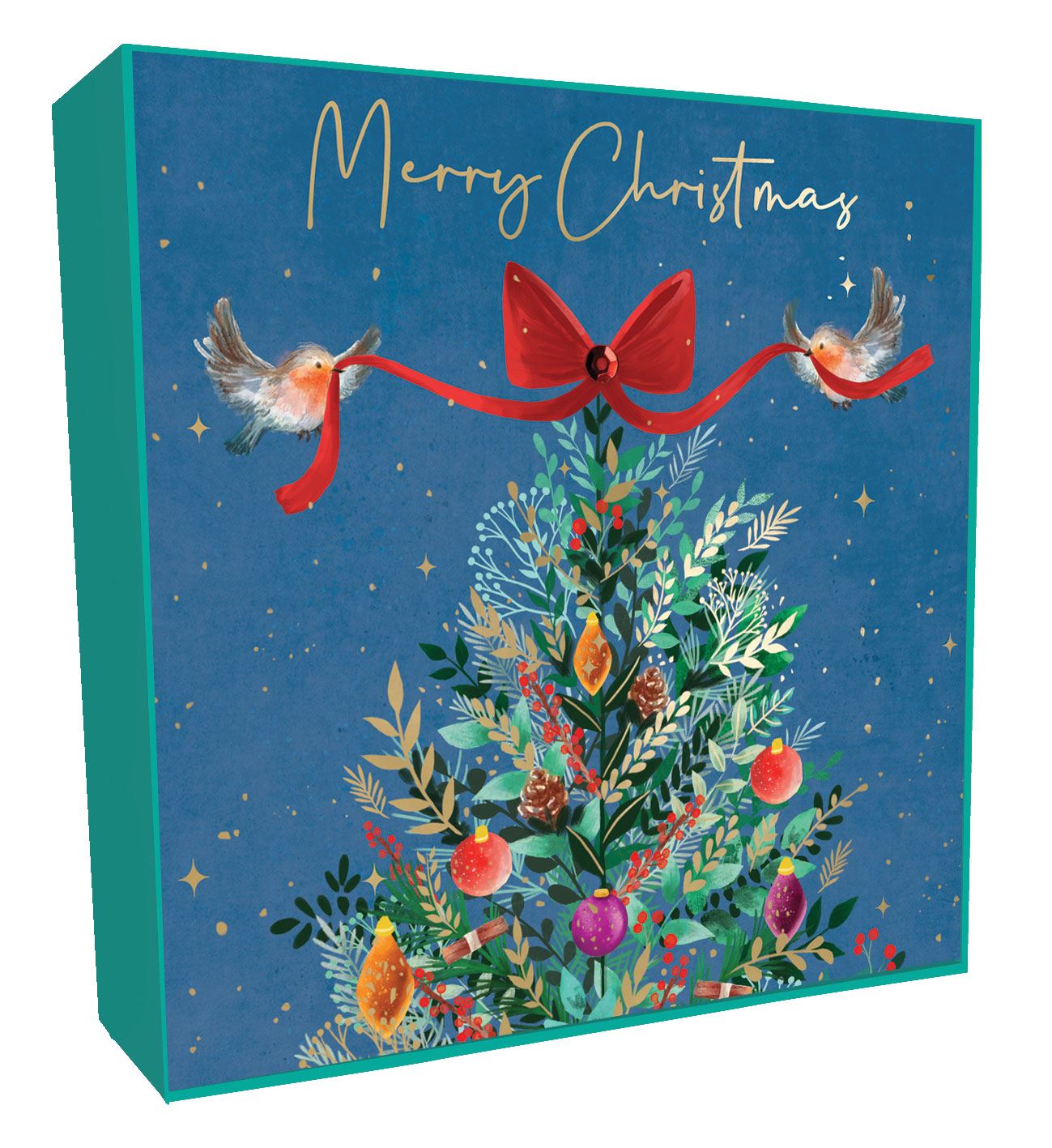 Christmas Tree & Robins Card Pack | 6pk | 16x16cm