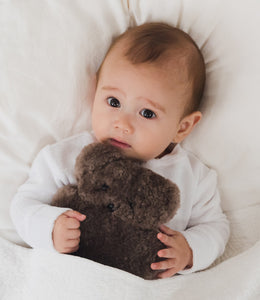 FLATOUT Bear | Soft Sheepskin Koala Bear | Baby | Chocolate | 18 x 16 cm