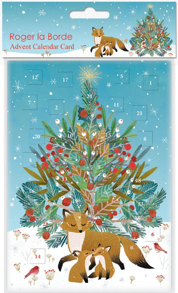 Beneath the Tree Fox Advent Calendar Card