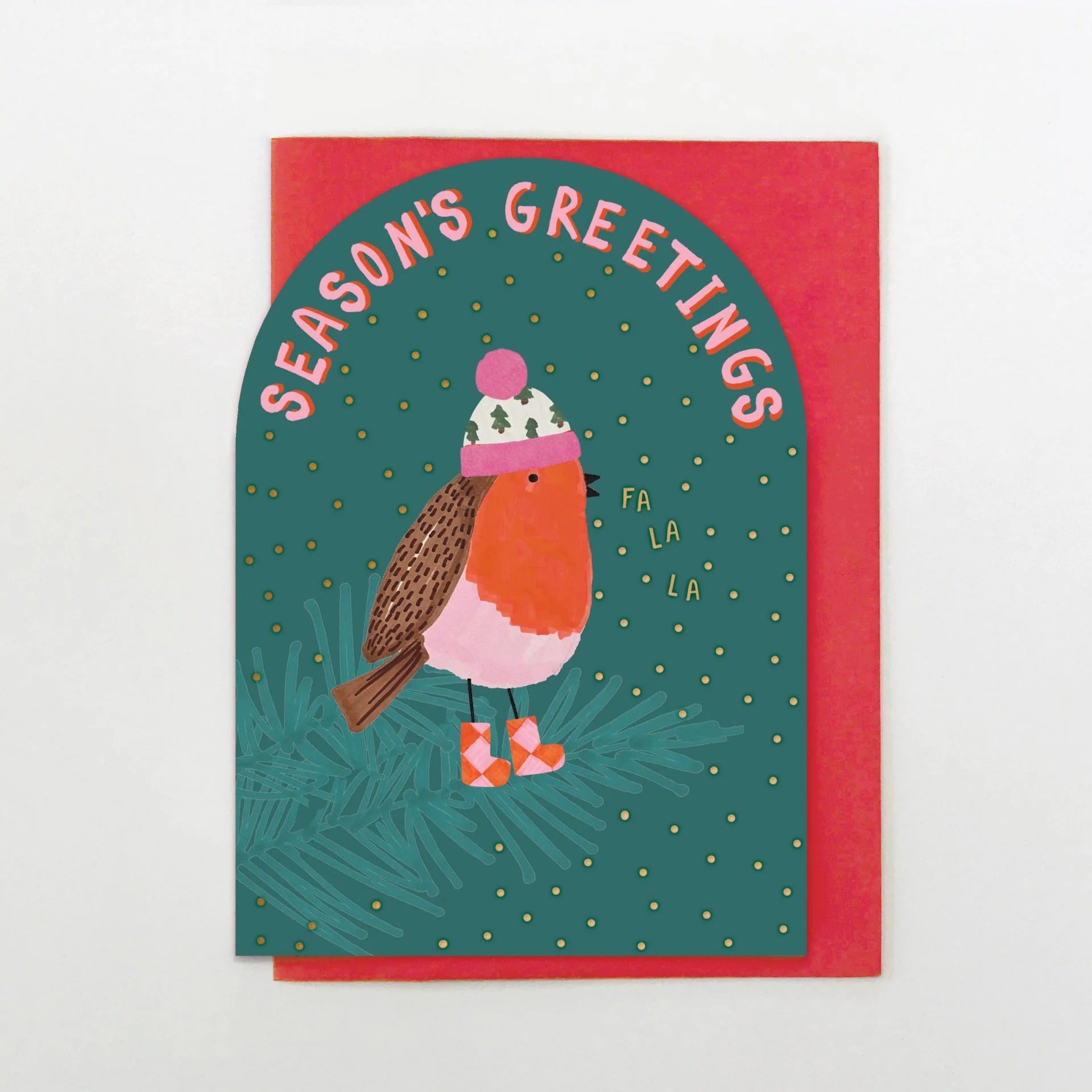 Robin On Branch Christmas Card