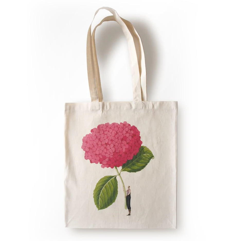 Pink Hydrangea Lightweight Cotton Tote Bag | 37x40cm