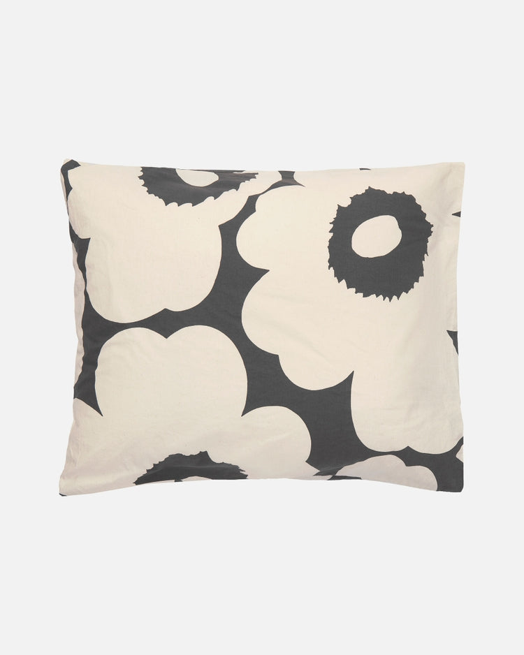 Unikko Pillow Case | 50x75cm | Charcoal and Offwhite