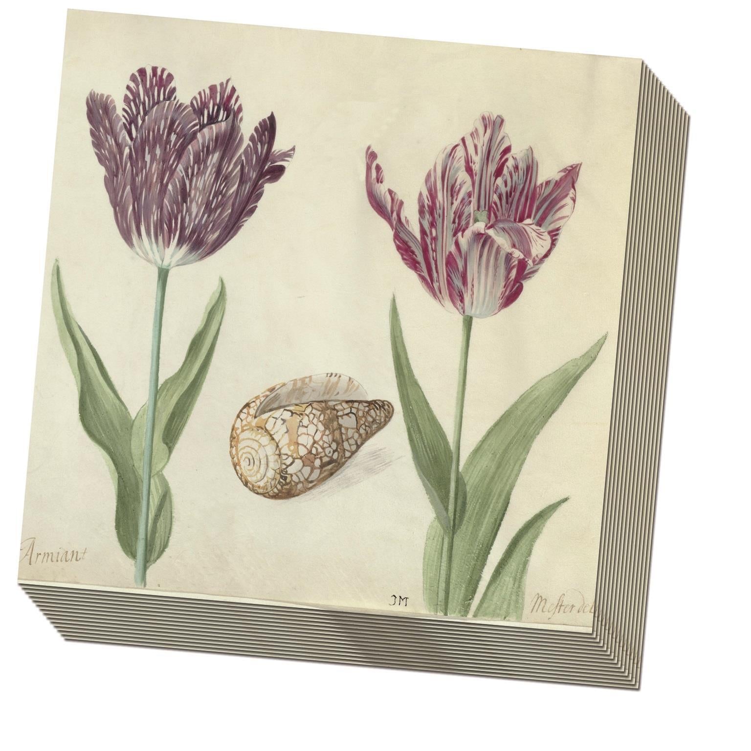 Luxurious Botanical Tulips 3ply Napkins - 20pk