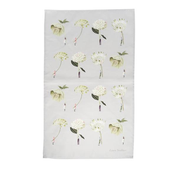 Laura Stoddart In Bloom - Green Flowers Tea Towel