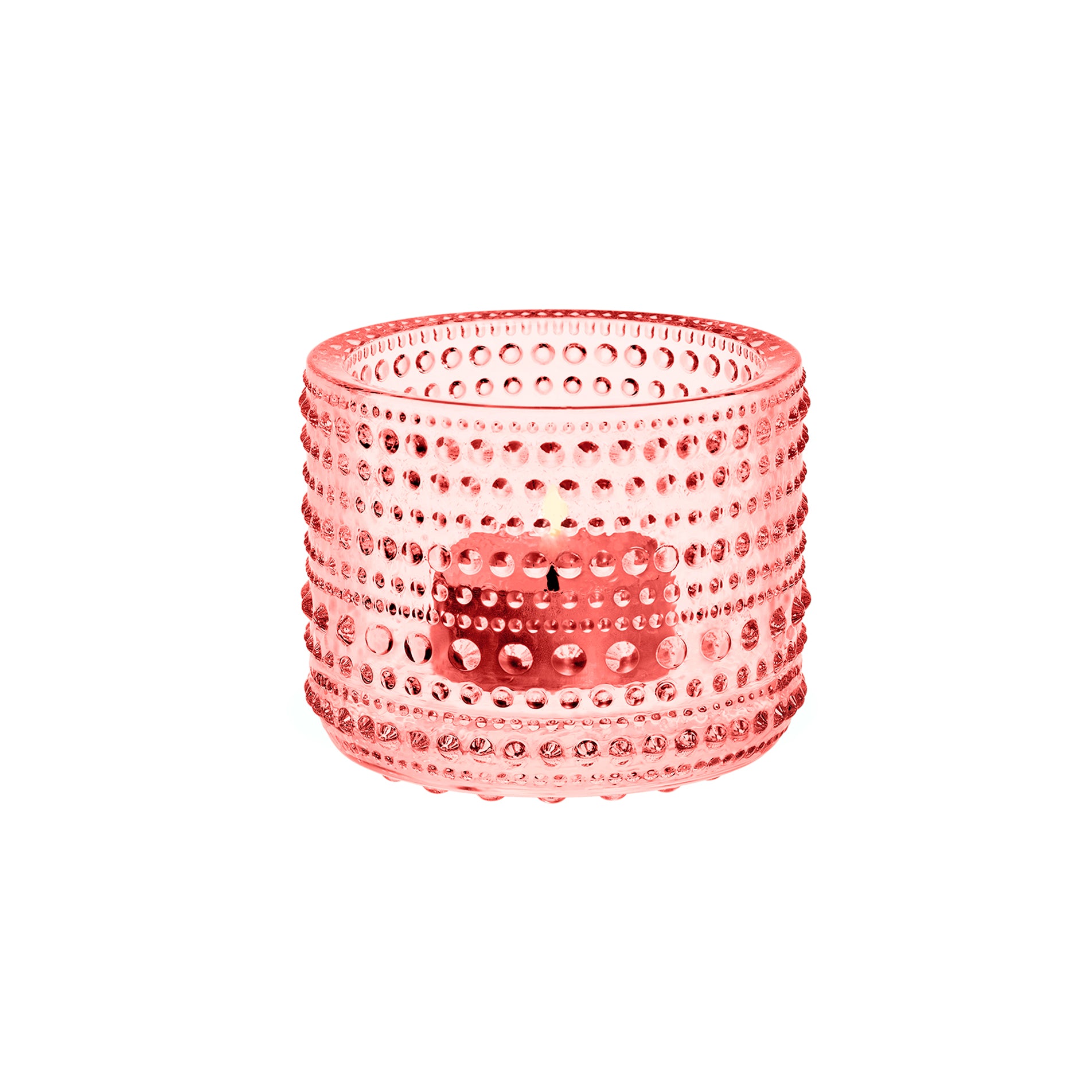 Kastehelmi Votive Glass Tealight Candle Holder | Salmon Pink | 6.4cm