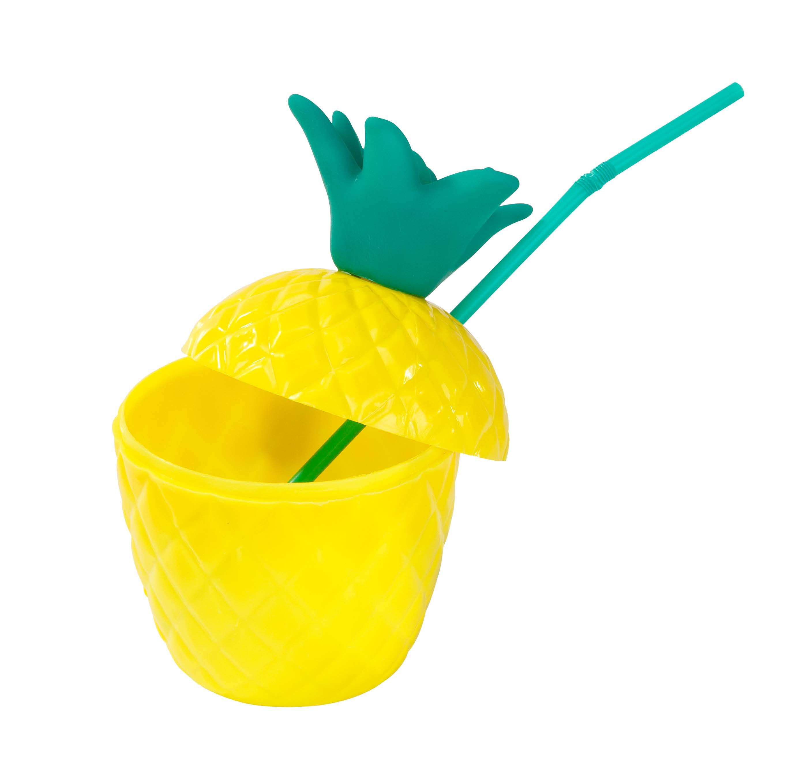 Tropical Plastic Pineapple Cup With Straw