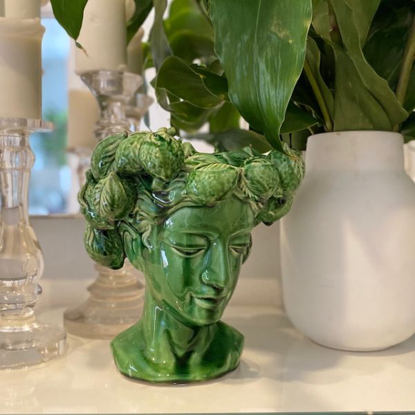 Green Ceramic Lemon Head Vase