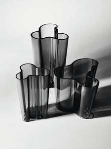 Aalto Hand Blown Glass Vase | Dark Grey | 25.1cm