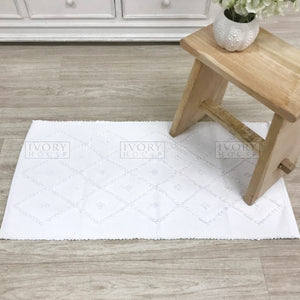 Portuguese Diamond Bath mat | 50x100cm | White