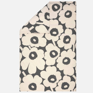 Unikko Duvet Cover | 210x210cm | Offwhite, Charcoal | QUEEN