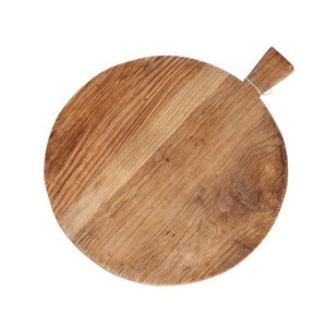 Wooden Elm Round Platter Board with Handle