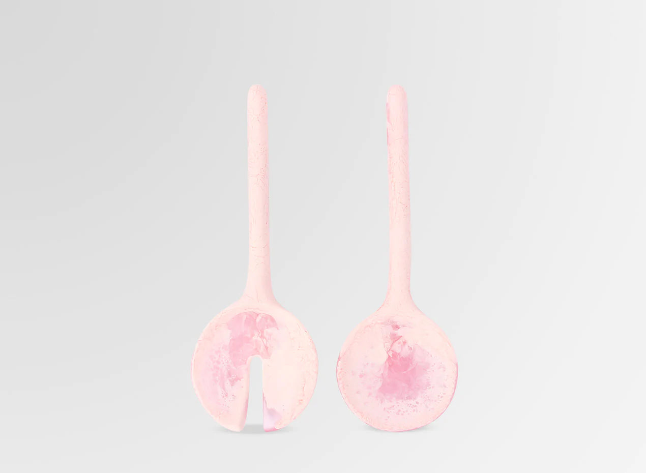 Resin Moon Salad Servers Shell Pink Salad Servers Dining Me & Mimi